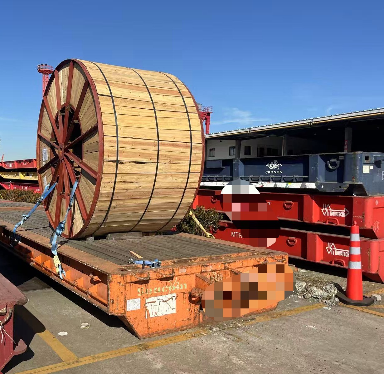 Flat Rack loading of heavy cable spool for Ethiopia