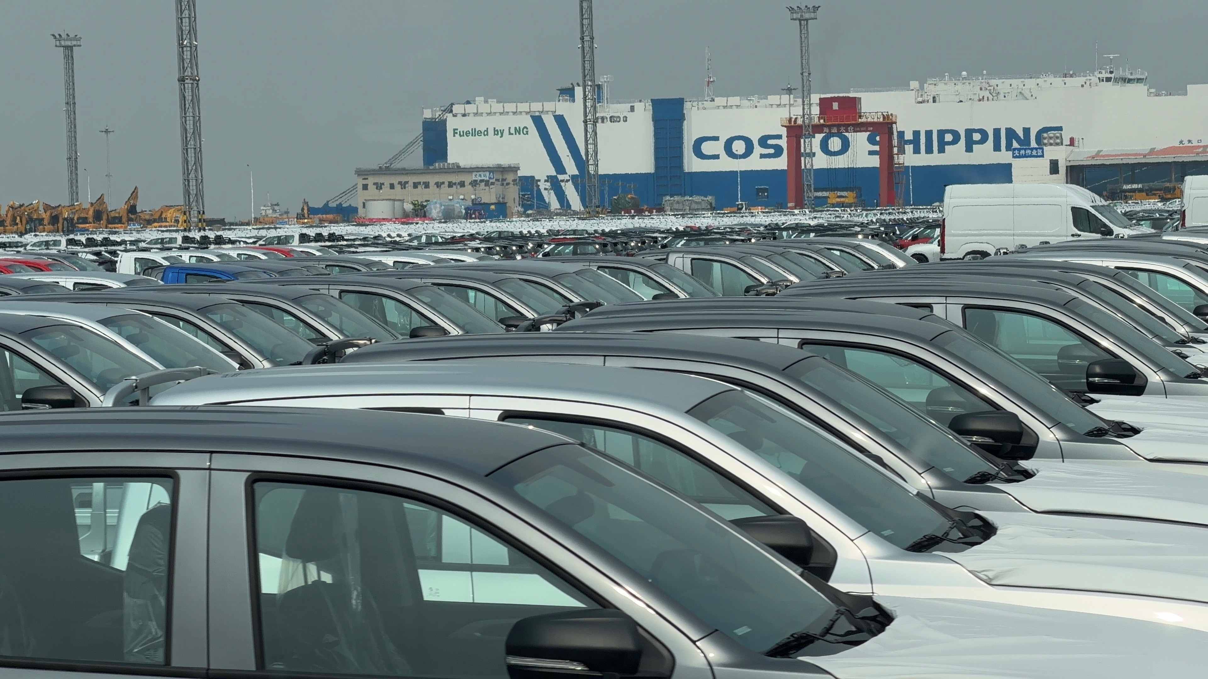Massive fleet of export vehicles demonstrating robust RORO logistics capacity