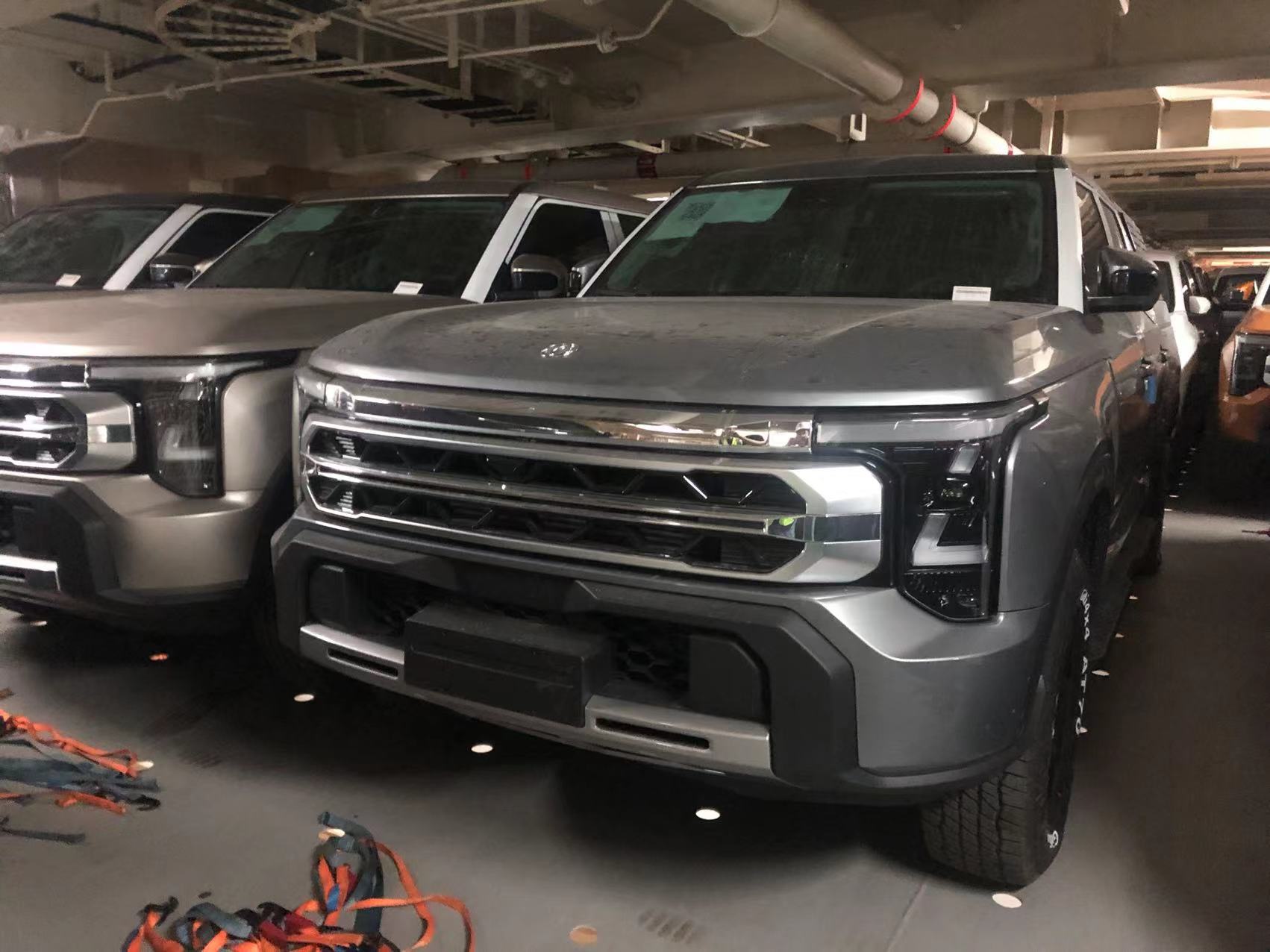 SUV safely secured inside the RORO deck with professional straps