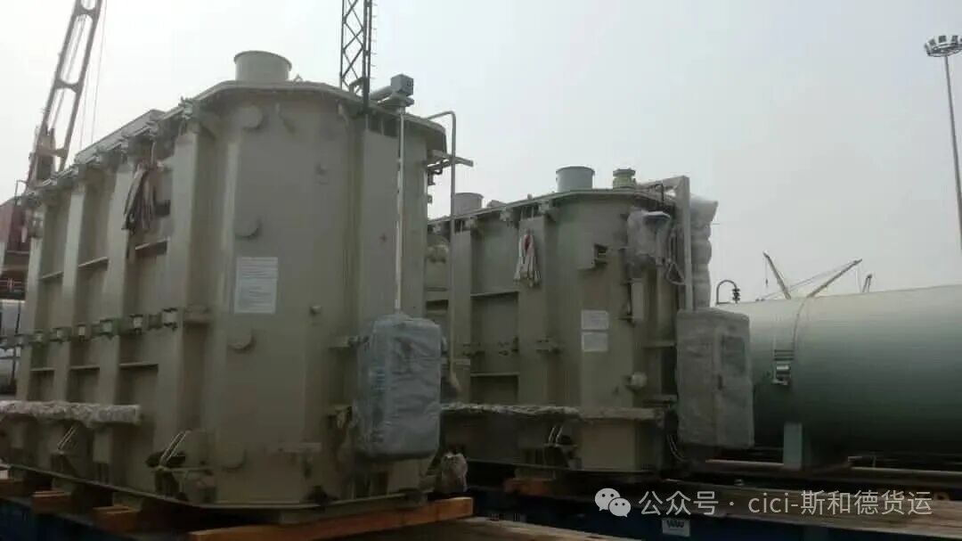 80-ton heavy lift transformer loaded on a low-bed trailer at Tema Port, Ghana