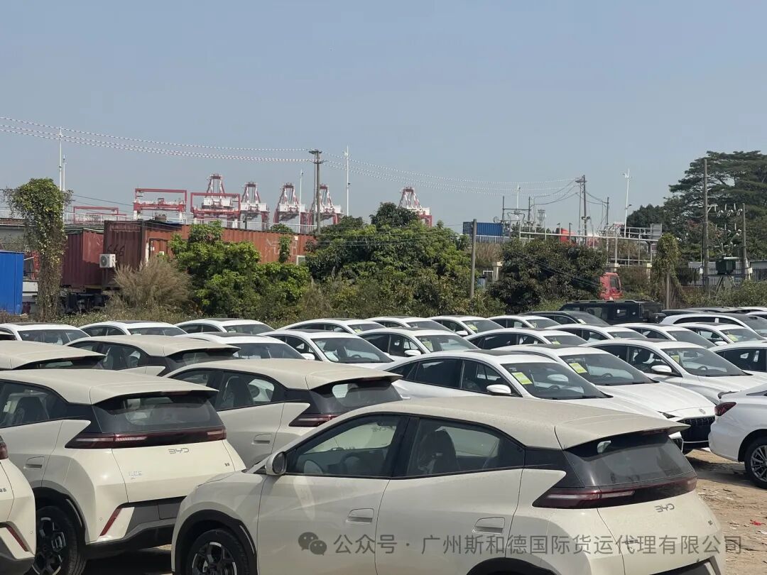 Commercial vehicles and machinery loading at the departure port for Ro-Ro shipment